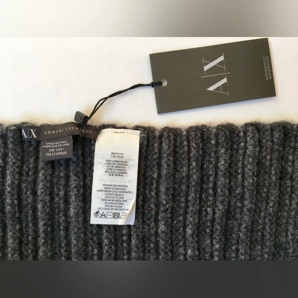 $98 New Armani Exchange A|X Extra Long Scarf Gray 100% Lambswool - Picture 4 of 8